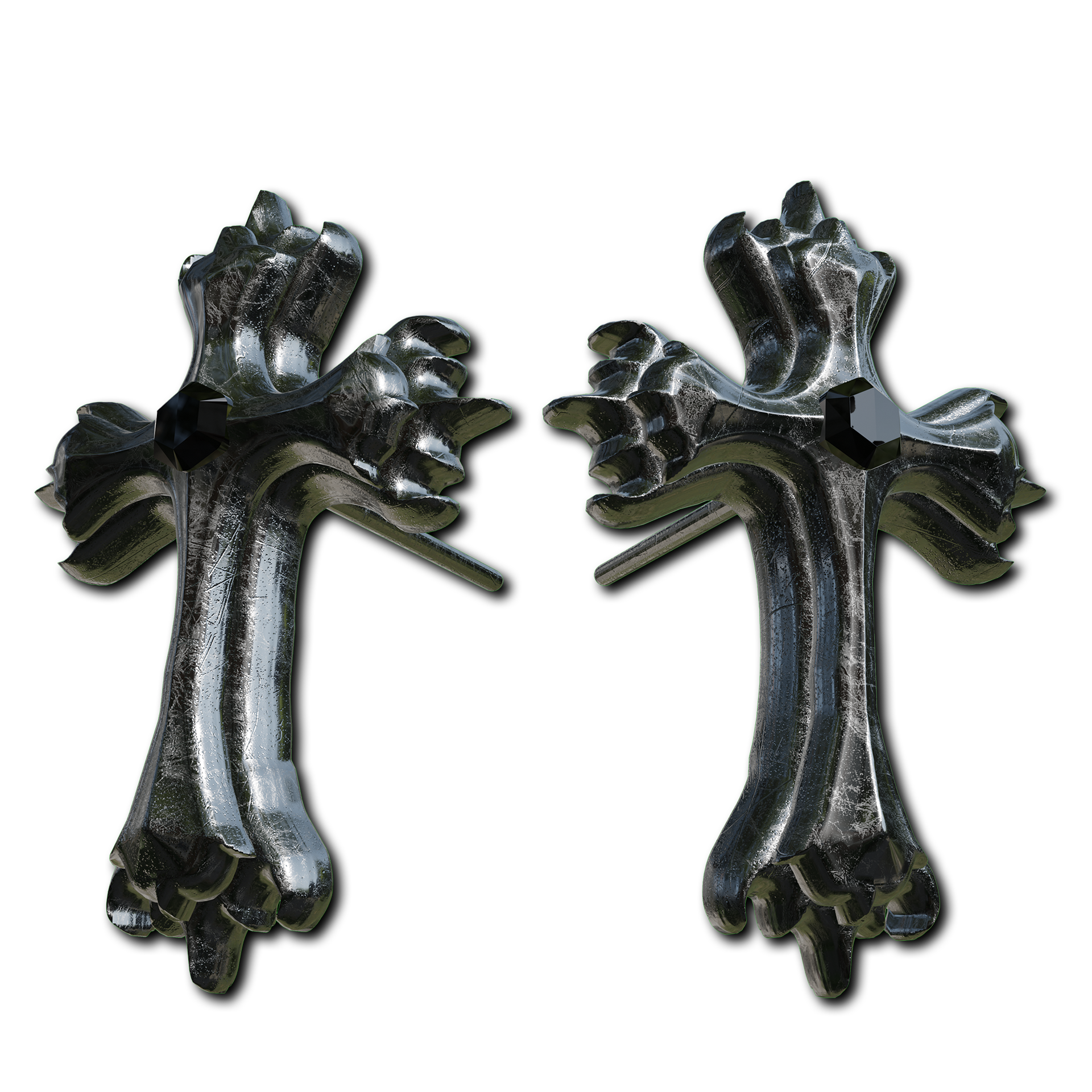 Steel Funeral Cross Earrings