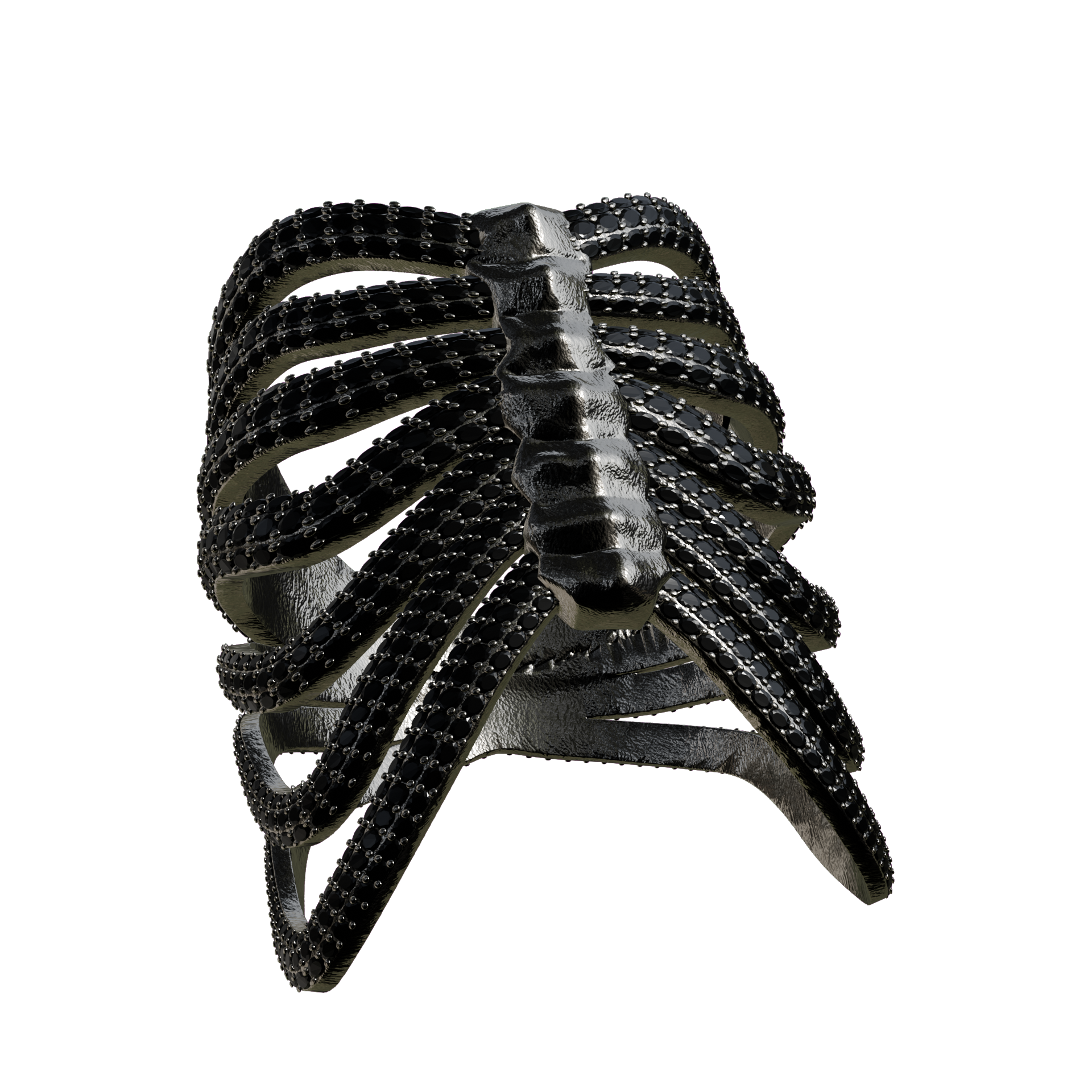 Black Ice Ribcage Ring