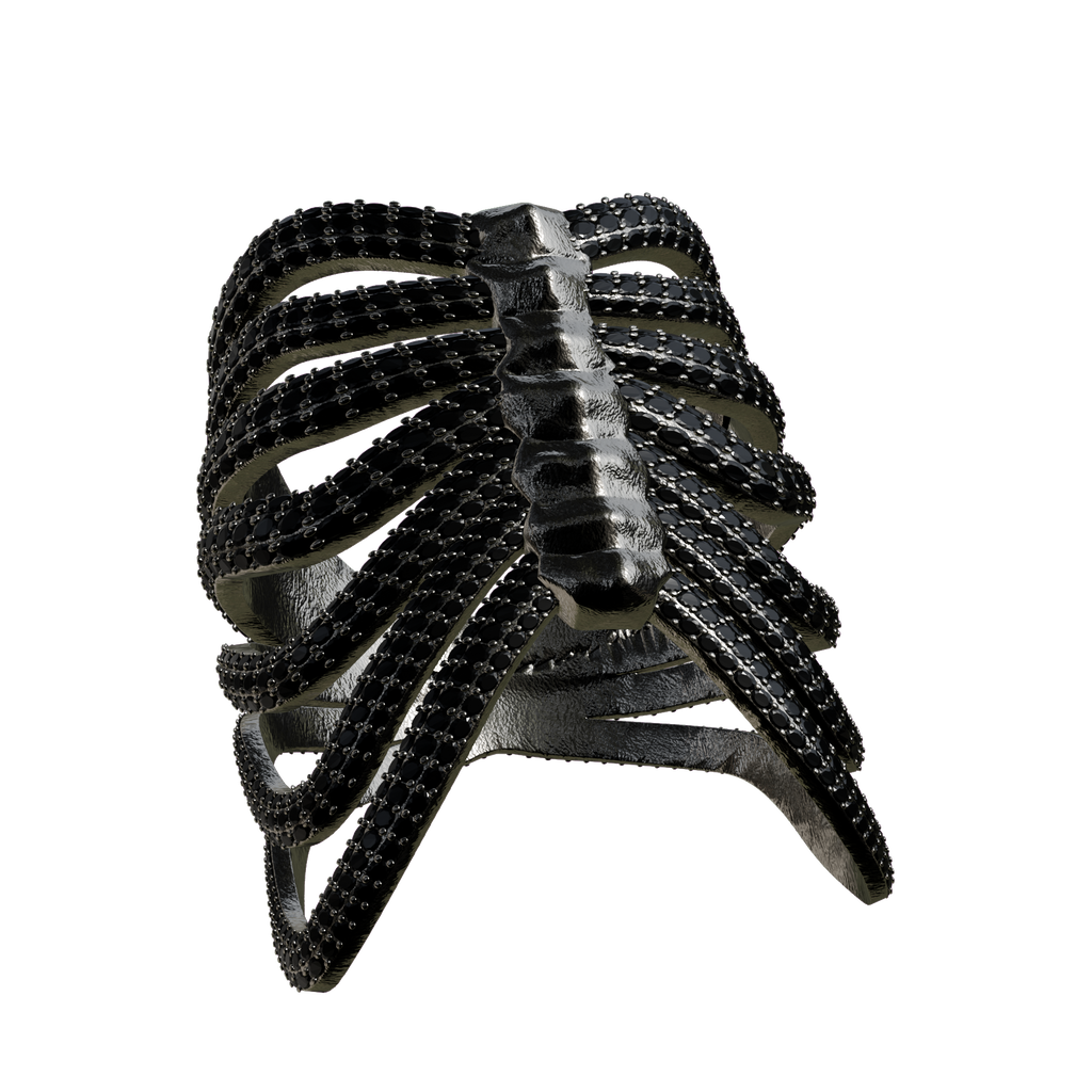 Black Ice Ribcage Ring