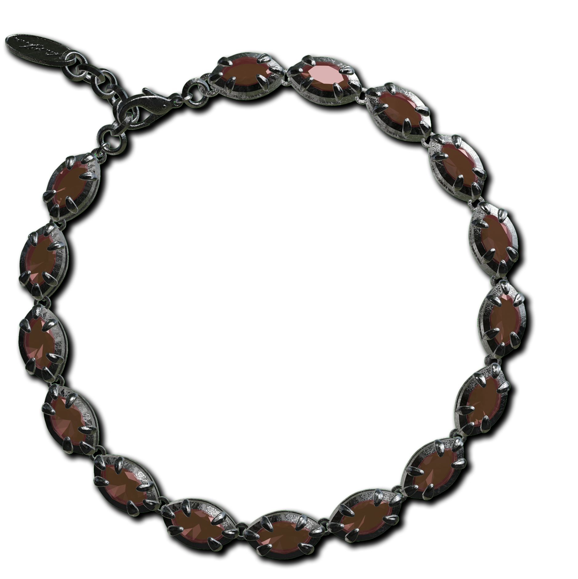 Silver bracelet with red garnet stones