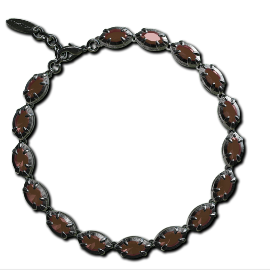 Silver bracelet with red garnet stones