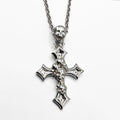 Catacomb Halo Cross necklace on a white background.