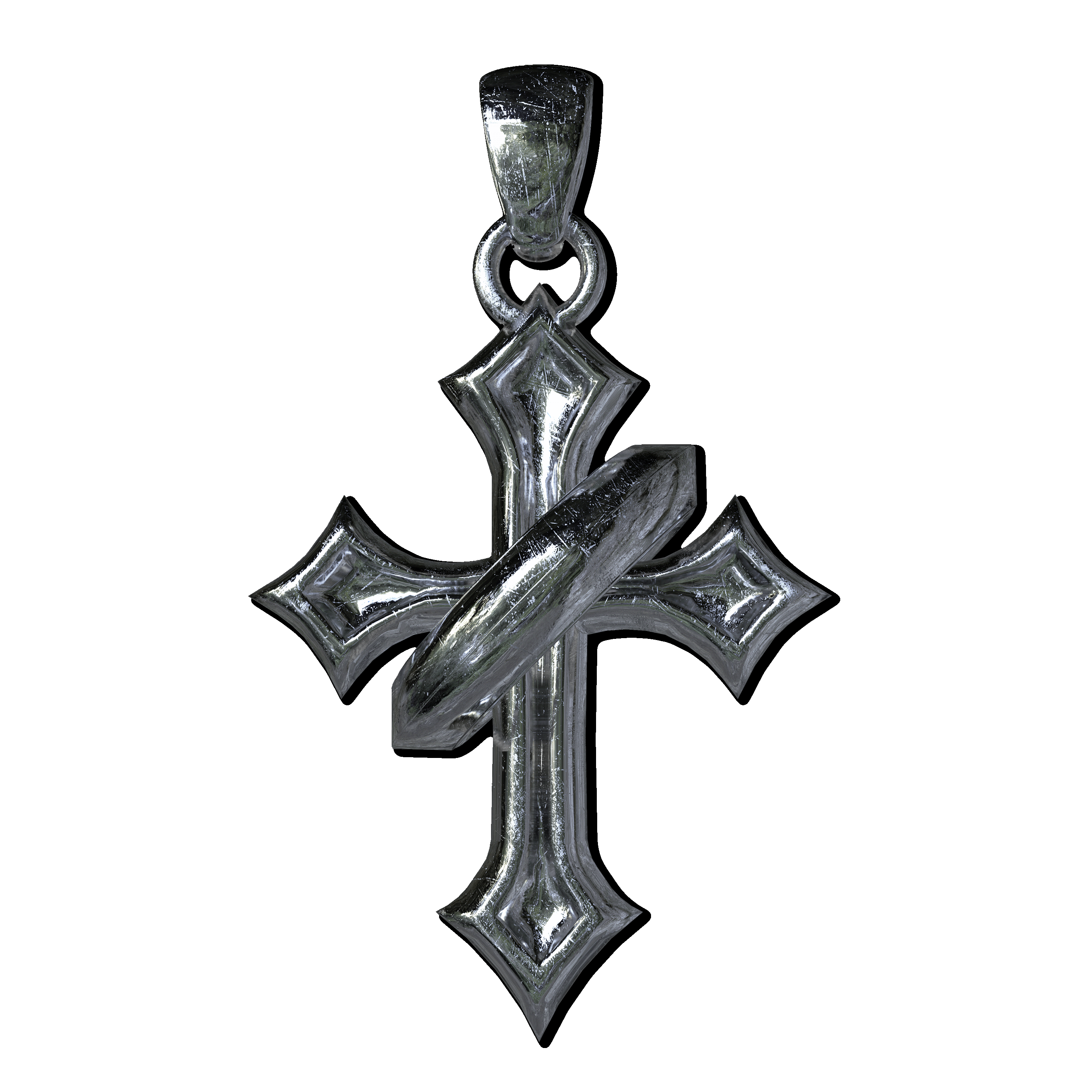 Steel Halo Cross Pendant