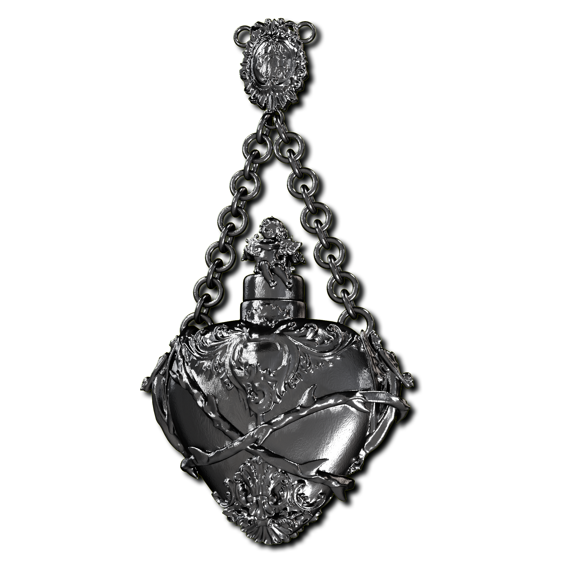 Steel Black Heart Vial